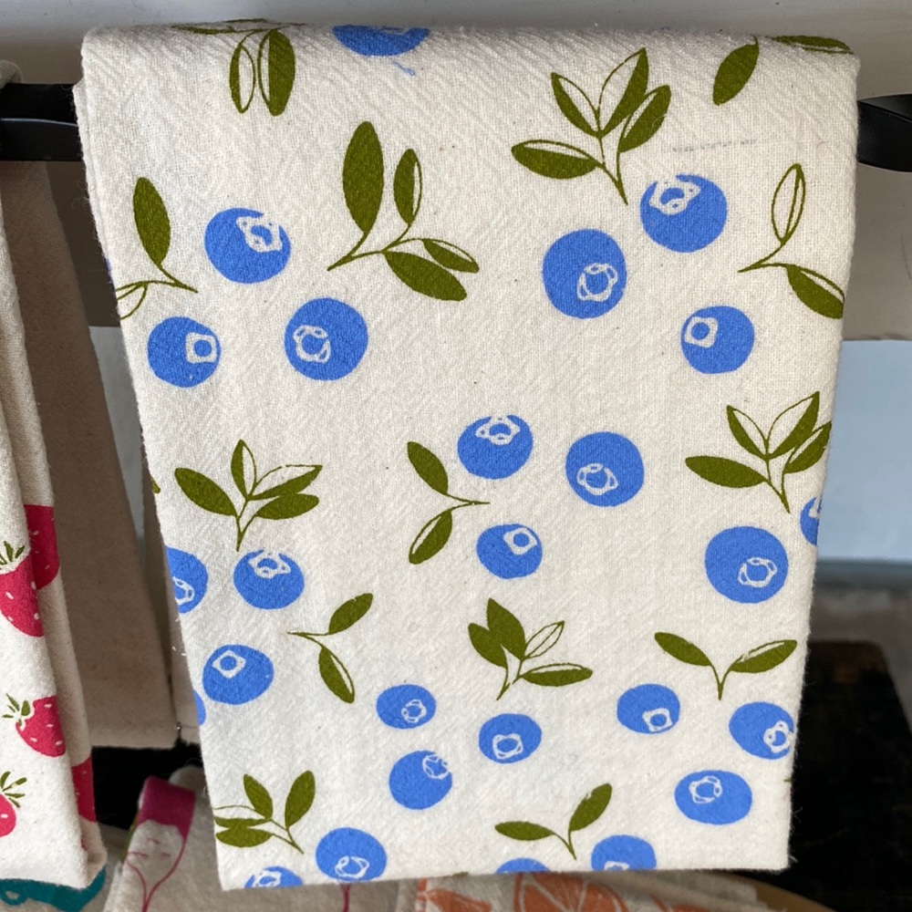 Cotton Dish Towel, 26” x 28”, blueberry print!